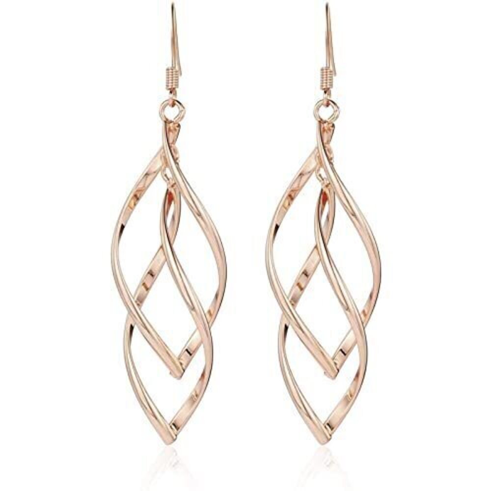 8662 18K Gold Plated Dangle Earrings Gold Statement Earrings Hypoallergenic